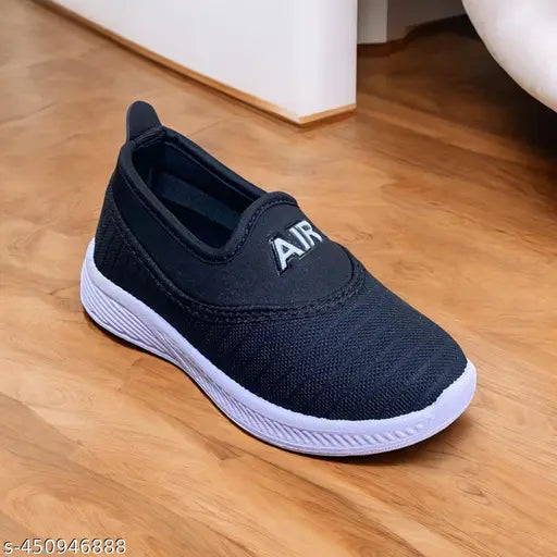 Black EVA slip-on shoes for boys' daily wear and parties, featuring breathable perforations for comfort and durability