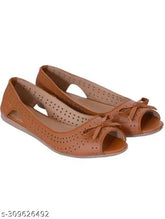 Synthetic leather brown ballerinas for women - slip-on MAHI & LOOKS shoes (BROWN), showcased on a flat surface
