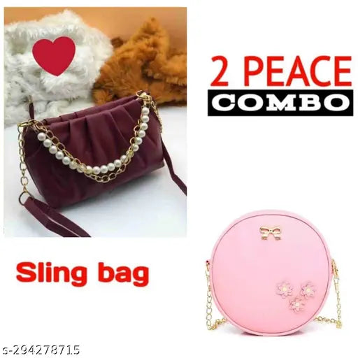 Stylish black PU sling bag with 3 compartments, houndstooth applique pattern, perfect for work or parties, made in India