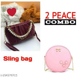 Stylish black PU sling bag with 3 compartments, houndstooth applique pattern, perfect for work or parties, made in India