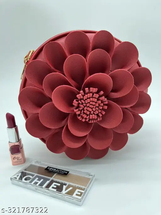 Small floral PU leather crossbody bag for women, adjustable double zipper and 3 compartments