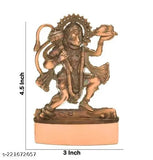 Copper Hanuman ji idol, intricately detailed 11cm tall Indian religious figure on a pedestal