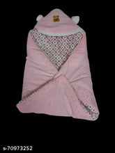Pink velvet hooded baby swaddler, protects from mild winter, ideal for motherhood bonding