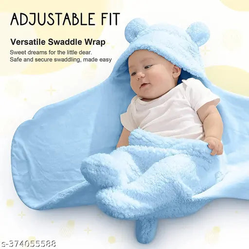 Sky Blue Ruhi New Born Security Baby Blanket, polyester embroidered wearable wrapper for infant sleep bag (0-6 months, L 27 x B 13 inches)