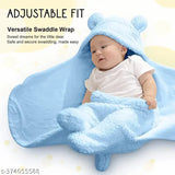 Sky Blue Ruhi New Born Security Baby Blanket, polyester embroidered wearable wrapper for infant sleep bag (0-6 months, L 27 x B 13 inches)