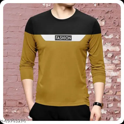 Cotton blend long sleeve colorblocked T-shirt for men, Daho brand