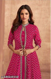Navratri Special 3-Piece Faux Georgette Ghaghra Set, includes blouse, Ghagra, and jacket-type dupatta, Partywear traditional designer wear for Festivals and Cocktail events, sizes S-XXL, color may vary. Indian origin