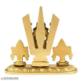 Brass Shankh Chakra tilak showpiece, traditional home decor (Height 9 cm, 320 gm)