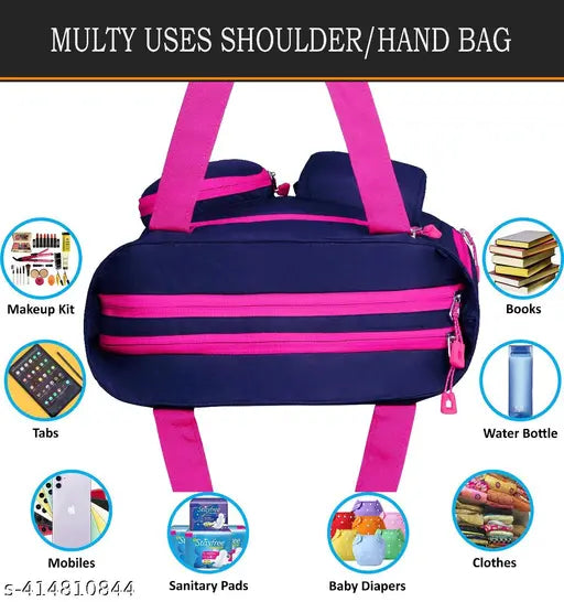 Solid fabric woody women's shoulder bag for office and college, free size with 3 compartments, Indian-made stylish accessory