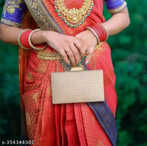 Canvas and leather embellished net free-size clutch, fashionable modern women's accessory