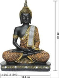 Orange and black Mastermade Sitting Gautam Buddha idol statue, decorative showpiece for home or office (8 cm, polyresin)