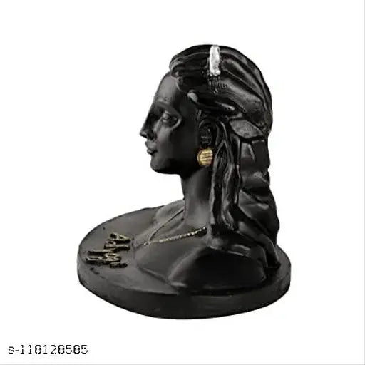 Marble Adiyogi statue (12cm) for home decor or car dashboards, religious idol from SAI COLLECTION. Durable, easily cleanable, and brings wealth, health, peace, and happiness per Vastu Methology. Made in India