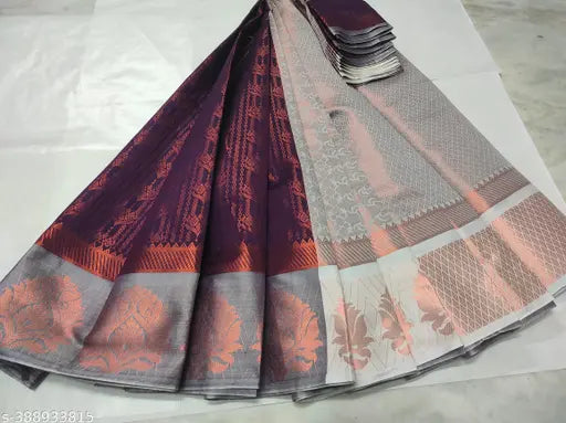 Banarsi Silk Brocade saree, vibrant Vichitra silk with jacquard blouse and contrast border, ideal for weddings and parties (length 5.2m, blouse 0.8m)
