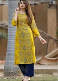 Rayon Amrita Kurta set with printed net palazzos, three-quarter sleeves, size XXL (bust 44 in), machine washable Indian fashion