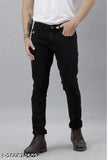 Black polycotton men's jeans, rustic fit and comfortable for stylish wear