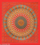 Red mirchi cotton bed skirts, traditional floral king size double bedsheet with matching pillow covers