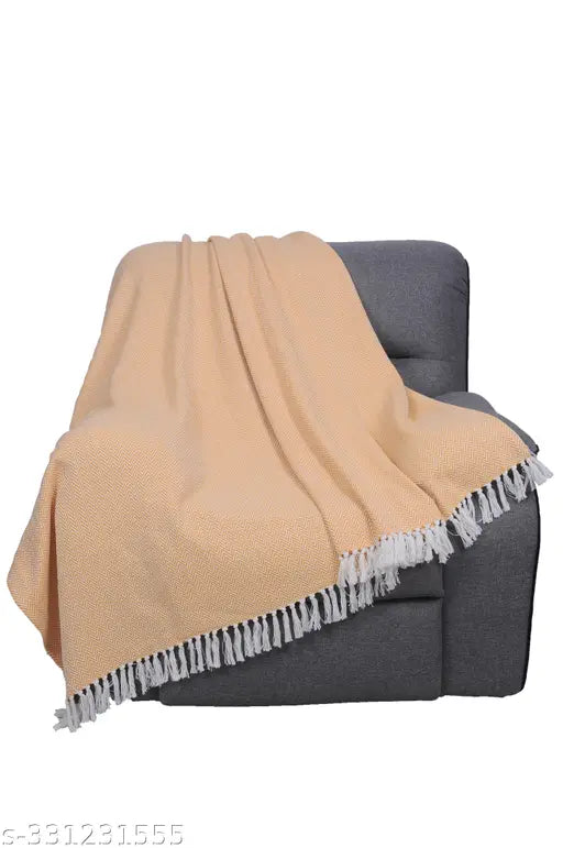 Yellow umbo textiles V Drill Throw Blanket, cotton net, 10"x10.5"x1.5", Indian-made home decor