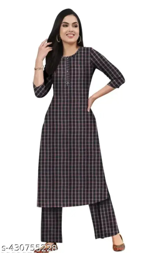 Warm, checked-pattern woolen kurti trousers, ideal for winter wear (M, L, XL, XXL)