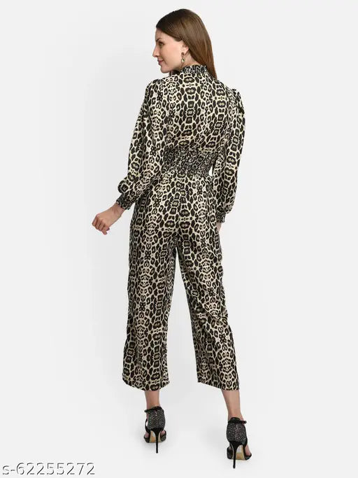 Stylish printed net poly georgette full sleeve jumpsuit for women and girls, ideal for parties or events in India