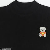 Brown acrylic kids loose fit sweater, self-design round neck and long sleeves - Knitco 18-5 years