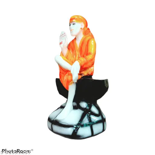 Italian marble dust Ashirwad Sai Baba God Idol (6.5 INCH), used for office decor/pooja mandir. Full finishing, poly resin material