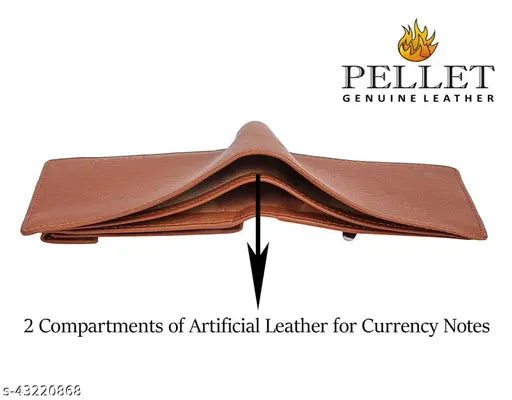 Brown faux leather wallet, attractive design, two compartments, solid pattern, free size, Indian origin