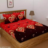 Romantic polycotton fitted double queen bedsheet with 2 pillow covers, ideal for summer anniversaries. Made in India