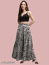 Printed net crepe flared palazzo skirt for women, free size from 28 to 44