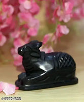 Black marble Nandi idol, 6-7 cm tall, traditional Indian pooja decor