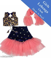 Stylish lace and net Kids Lehenga Choli, printed and embroidered for 2-3, 3-4, 6-7, or 7-8 years old Indian wear