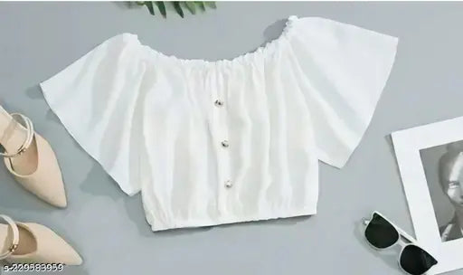 Stylish crepe top and skirt set, solid pattern, modern and fashionable women's wear - size 28, India origin