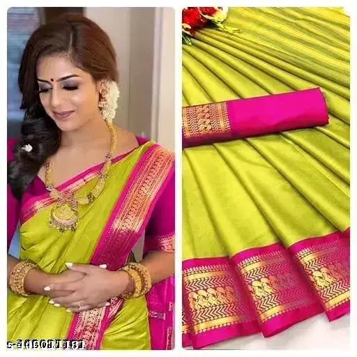 Chandni pattu Kalyani cotton silk saree with Banarasi silk running blouse, ornate zari woven patterns, Indian bridal wear