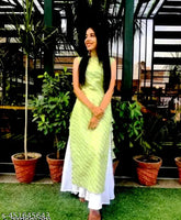 Green rayon kurta with white rayon palazzo set, stylish daily wear for women in Lahariya print