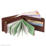 Brown textured artificial leather men's bifold wallet, 5 card slots, fashionable accessory