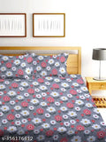 Glace Cotton King Size Double Bedsheet with Pillow Covers, 180Tc Elastic Fitted Floral Pattern, ideal for summer, made in India