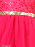 Pink net embroidered balloon dress for girls party wear, short sleeves, 2-3 years size