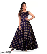 Trendy rayon sleeveless printed kurti top, long gown style for women, M-XXL sizes, perfect for events in India