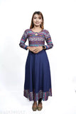 Floral print crepe Anarkali kurti, traditional Indian ethnic wear for women