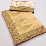 Embroidered Zamato saree in free size, Indian women's fancy wear with Georgette blouse