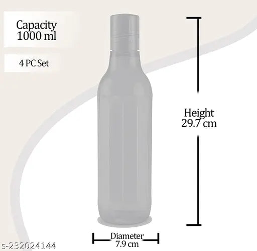 Prism 1000 pet water bottles set of 4 assorted, pink, leak-proof plastic, 1L each - perfect for outdoor & indoor use