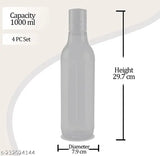 Prism 1000 pet water bottles set of 4 assorted, pink, leak-proof plastic, 1L each - perfect for outdoor & indoor use