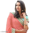 Pink Georgette Rama saree with embroidered blouse (Single, 5.5m x 0.8m), Indian traditional attire on hanger