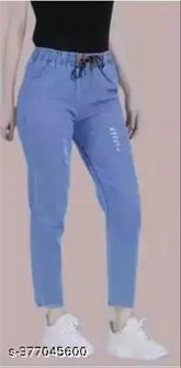 Light rough denim jogger with 4 pockets, comfortable and unique for kids & women, India origin