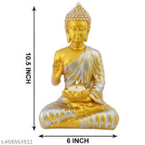 Golden 10inch Poly Resin Buddha Statue with candle holder, enhances tranquility at home or office