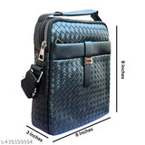 Faux leather crossbody sling bag, adjustable strap, daily travel use, passport-friendly, textured net pattern, India origin