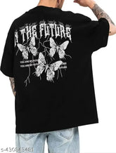 Sky Magic Men's Black Cotton T-Shirt, three-quarter sleeves, printed design, XS to XL sizes