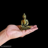 Brass sitting Buddha statue, Indian decor for home living room or bedroom