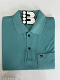 Striped cotton short sleeve men's t-shirt, trendy polo neck style with pocket, high-quality Indian craftsmanship