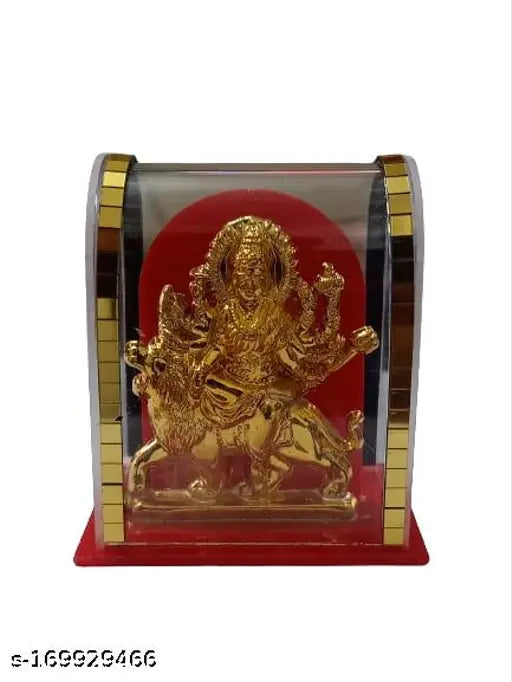 Handcrafted wooden Mata Ji cabinet showpiece, ideal for car dashboard, home, temple, and office. Indian religious art on display