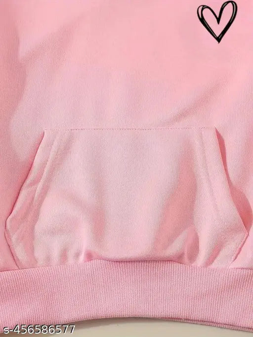 Kids pink cotton full sleeve hooded sweatshirt jersey set with printed pattern, long sleeves, 12-18 months, made in India